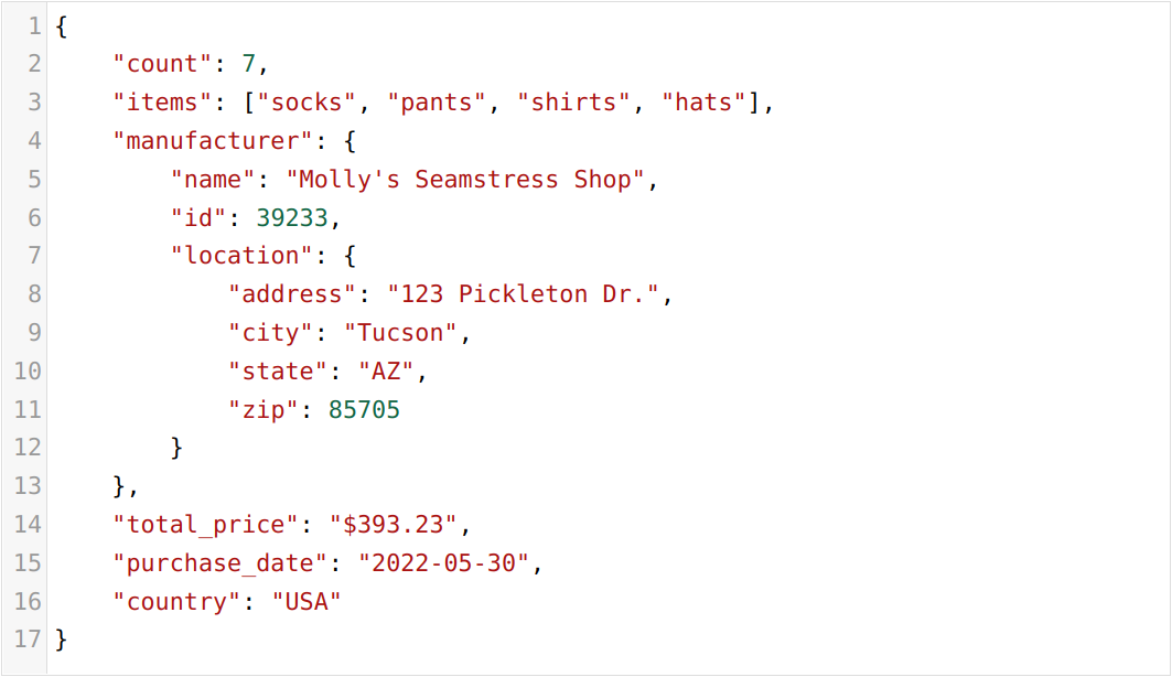 Example JSON